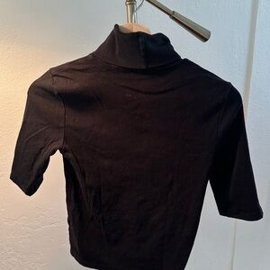 Zara Black Short Sleeve Turtleneck Top